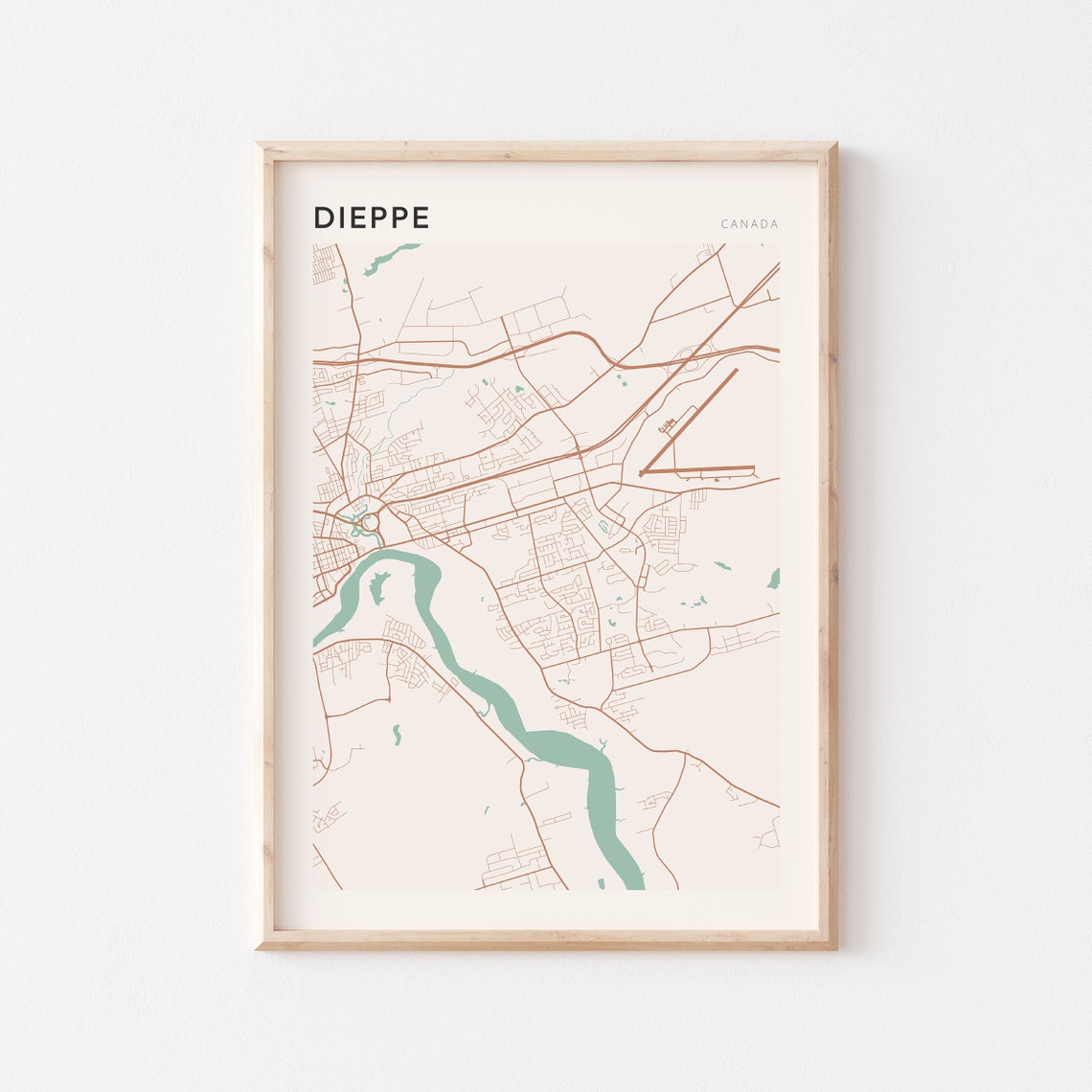 Dieppe New Brunswick Canada Modern Minimalist City Map Poster