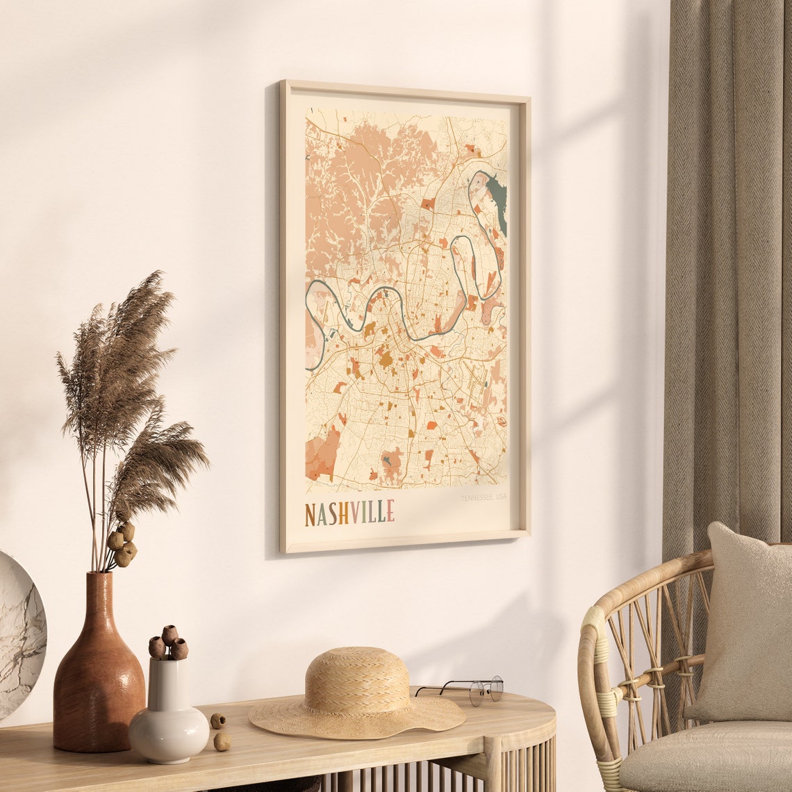 Nashville Map Poster Nashville Wall Art Nashville City Map Nashville Print Nashville Poster Nashville Tennessee Boho Wall Art - Image 3