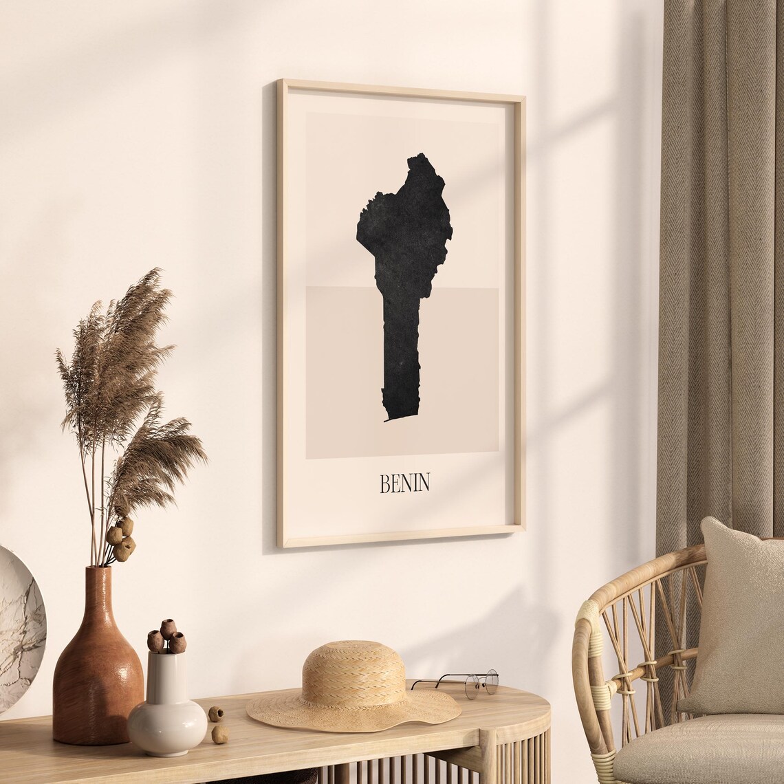 Benin Map Minimalist Boho Art Print - Image 3