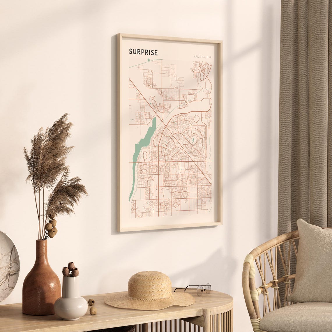 Surprise Arizona Modern Minimalist Copper Street Map Decor Poster - Image 3