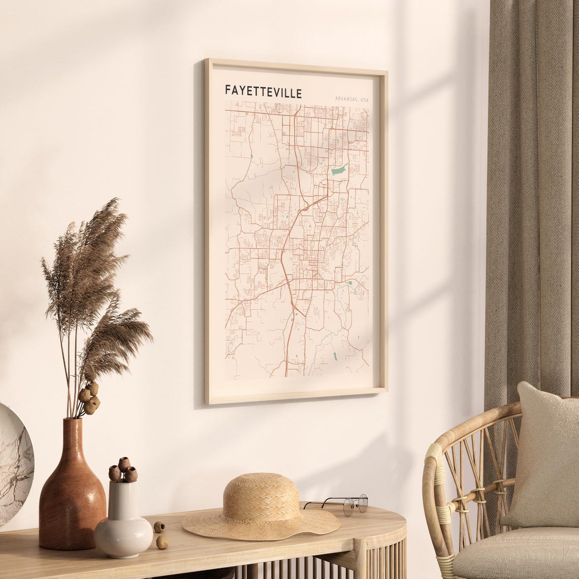 Fayetteville Map Poster Fayetteville Print Fayetteville Poster Fayetteville Wall Art Arkansas Travel Gift Farmhouse Wall Decor - Image 3