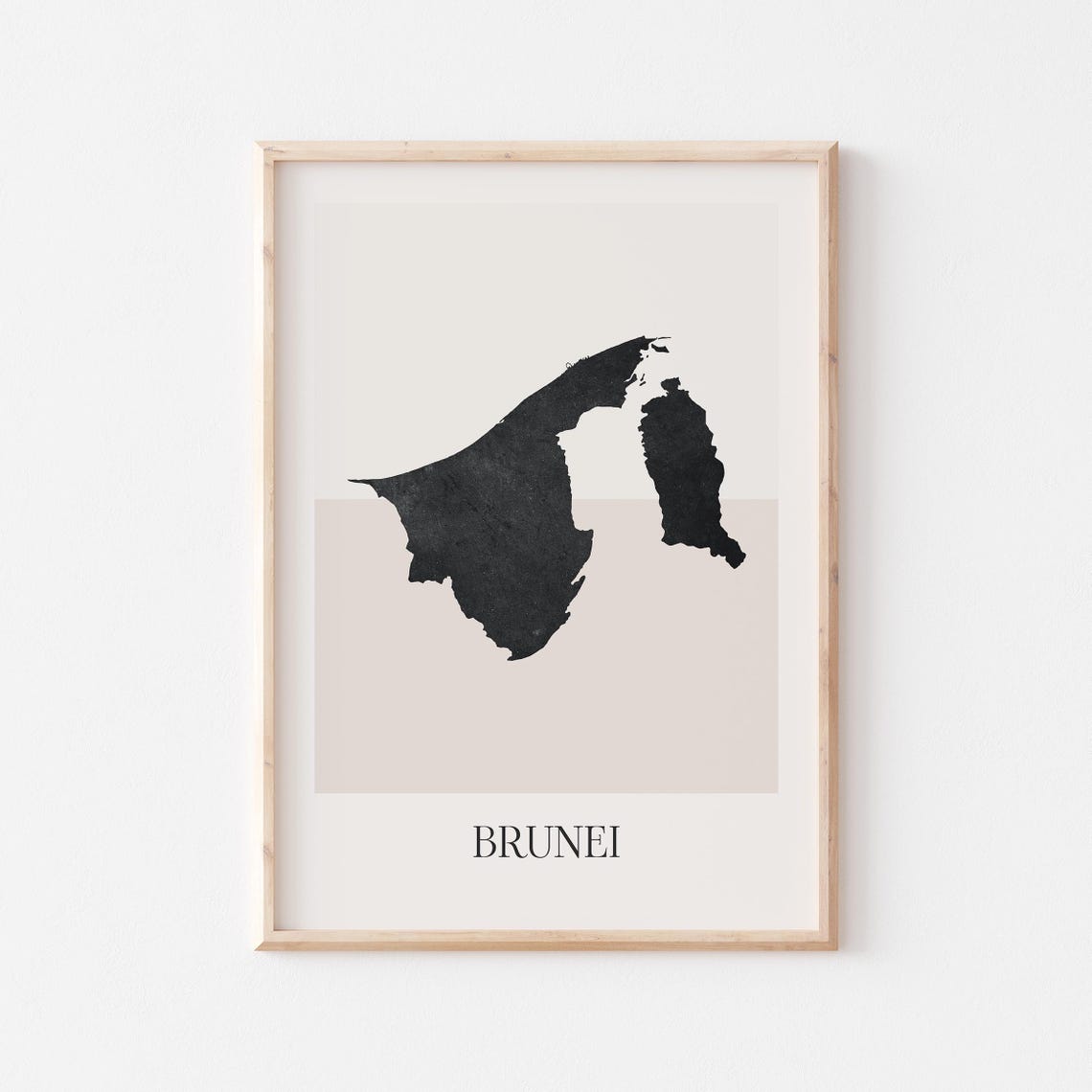 Brunei Boho Minimalist Black Country Silhouette Map Art Poster