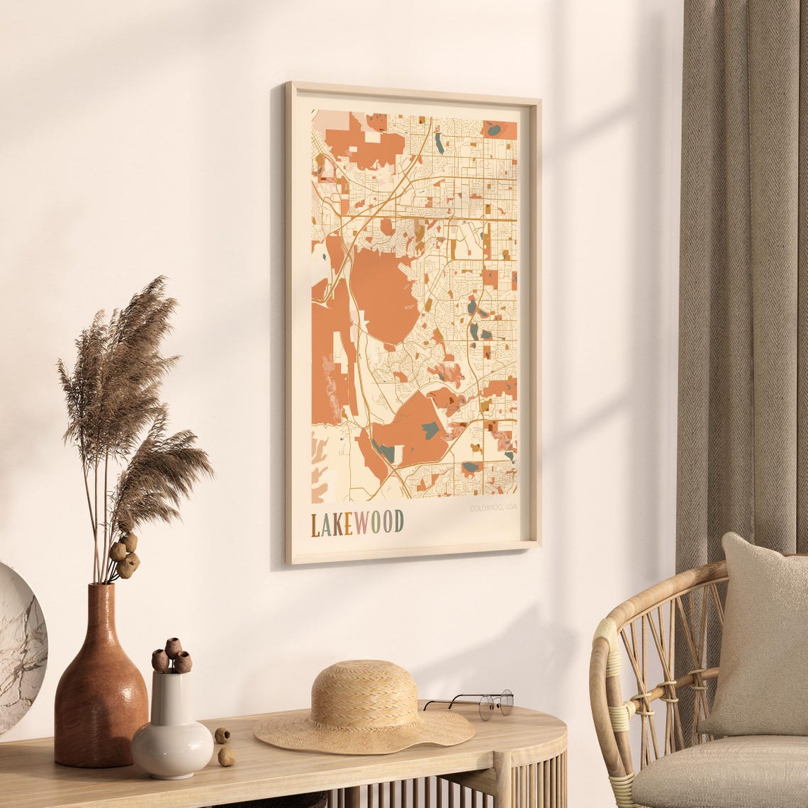 Lakewood Colorado Modern Block Style City Map Wall Decor Poster - Image 3