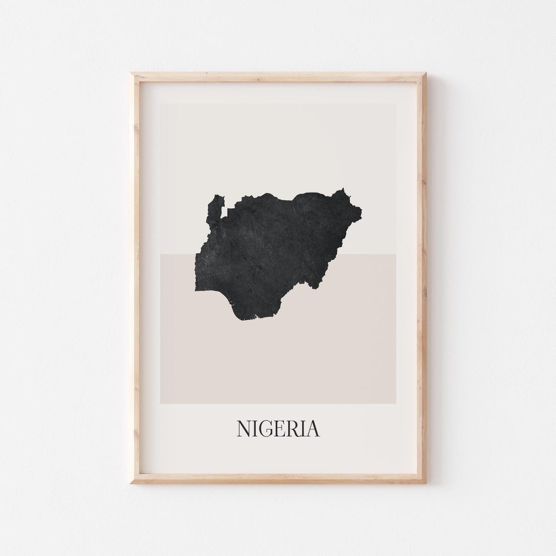 Nigeria Country Map Silhouette Minimalist Boho Travel Wall Poster