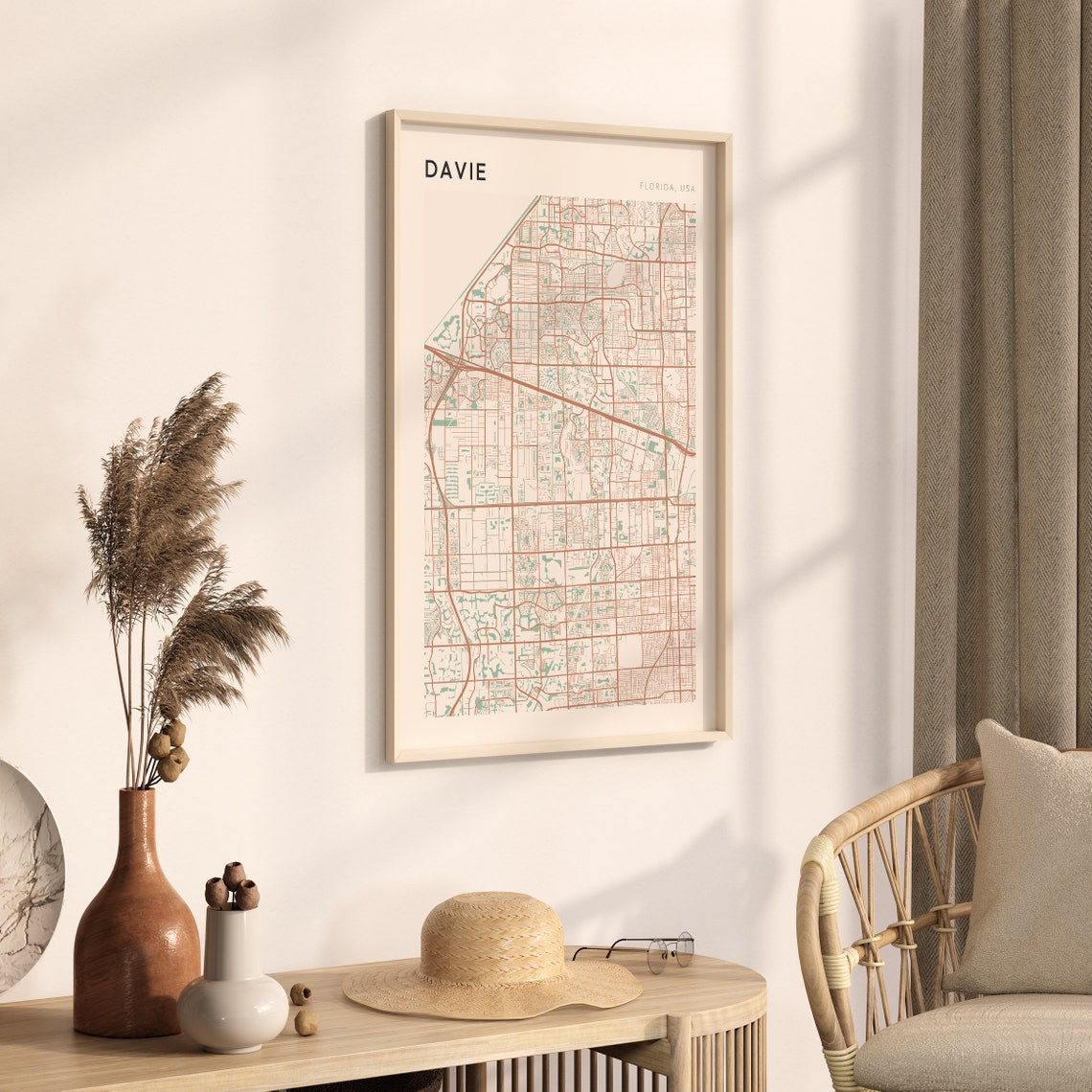 Davie Florida Map Poster Copper Line Street Map Coastal Decor - Image 3