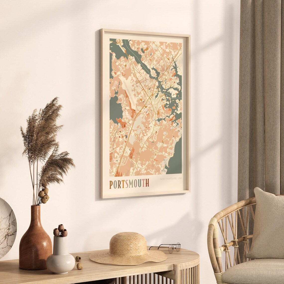 Portsmouth New Hampshire Boho City Street Map Travel Gift Poster - Image 3