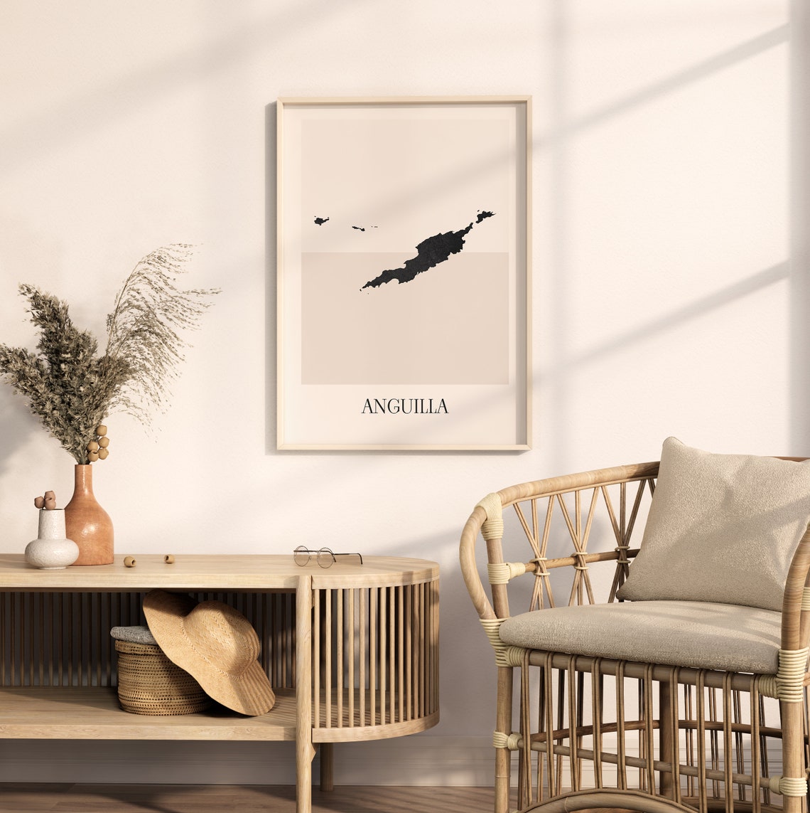 Anguilla Caribbean Black Silhouette Minimalist Island Map Poster - Image 2