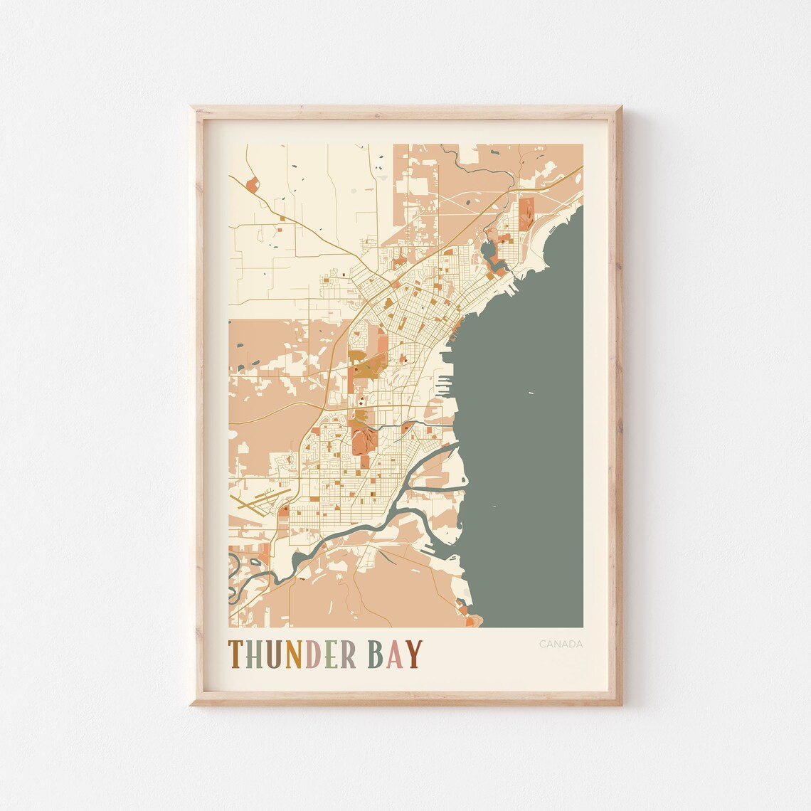 Thunder Bay Map Poster, Boho Ontario Travel Art
