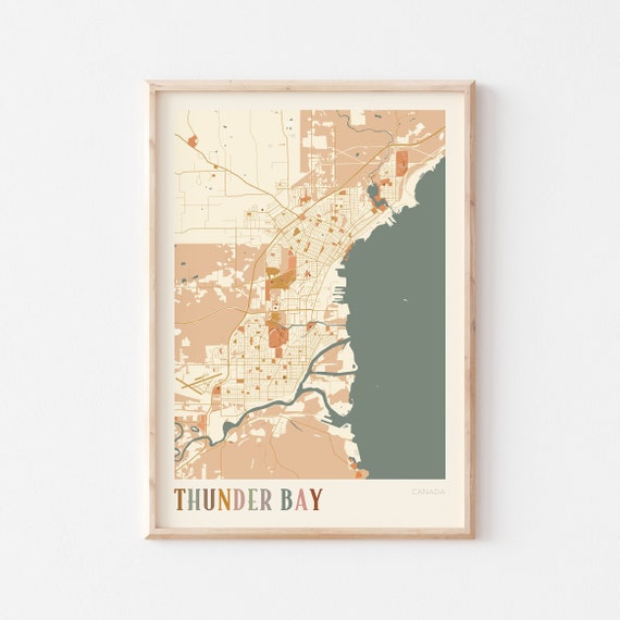 Thunder Bay Map Poster, Boho Ontario Travel Art