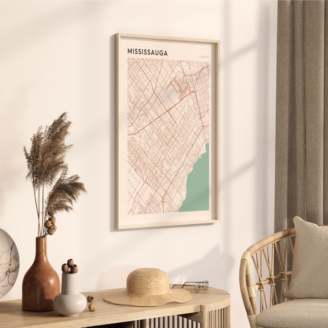 Mississauga Ontario Canada Modern Minimalist Lakeside Map Poster - Image 3