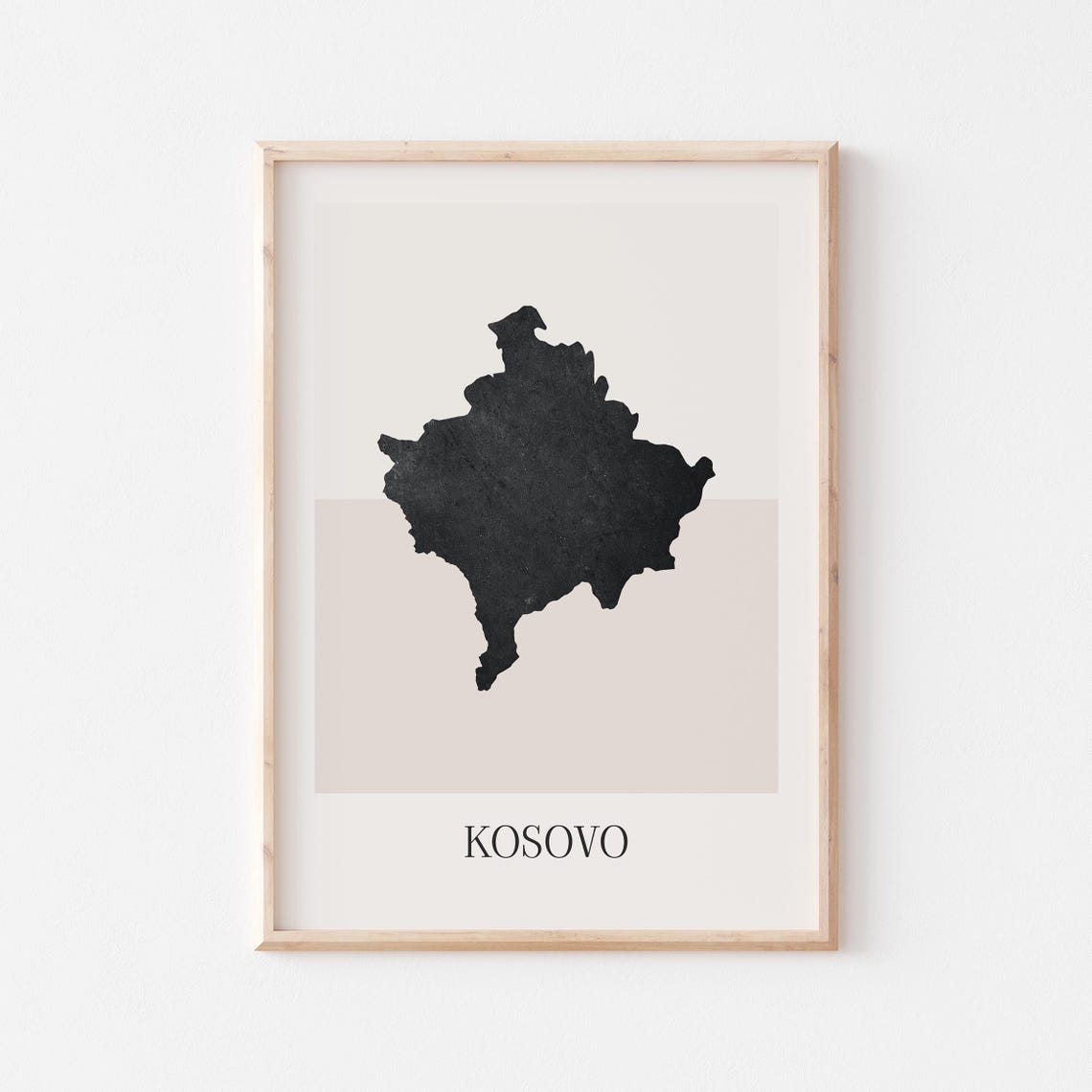 Kosovo Minimalist Country Map Black Silhouette Boho Style Poster