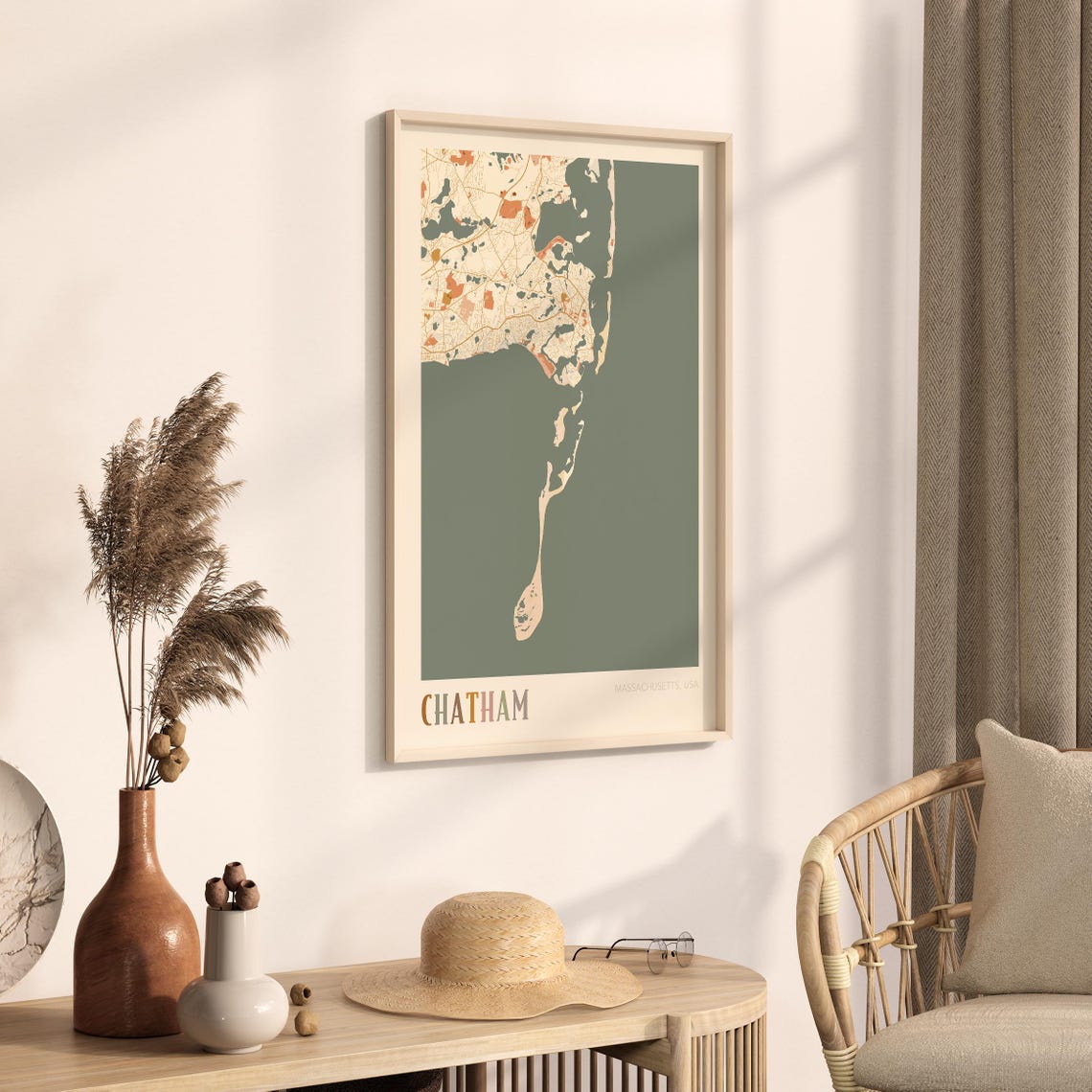 Chatham Massachusetts Boho Terracotta City Street Map Poster - Image 3