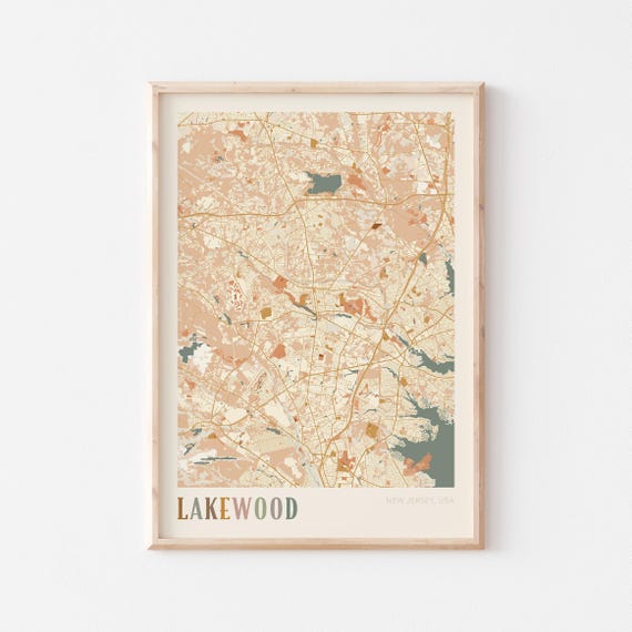 Lakewood Map Poster Lakewood Print Lakewood Poster Lakewood Wall Art New Jersey Travel Gift Boho Poster