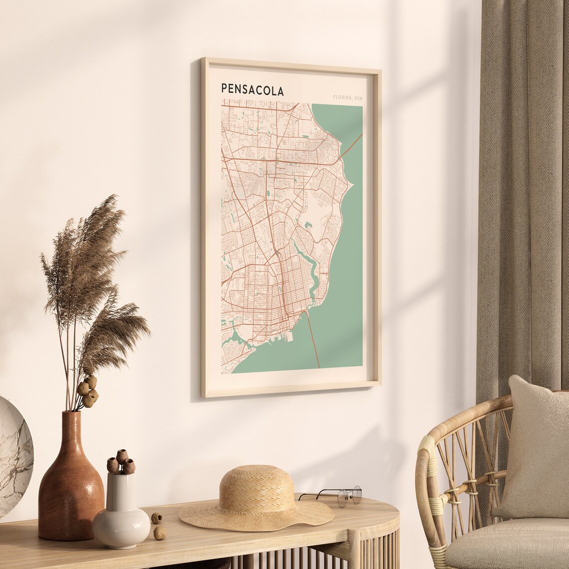 Pensacola Florida Modern Farmhouse City Map Poster for Entryway Walls - Image 3