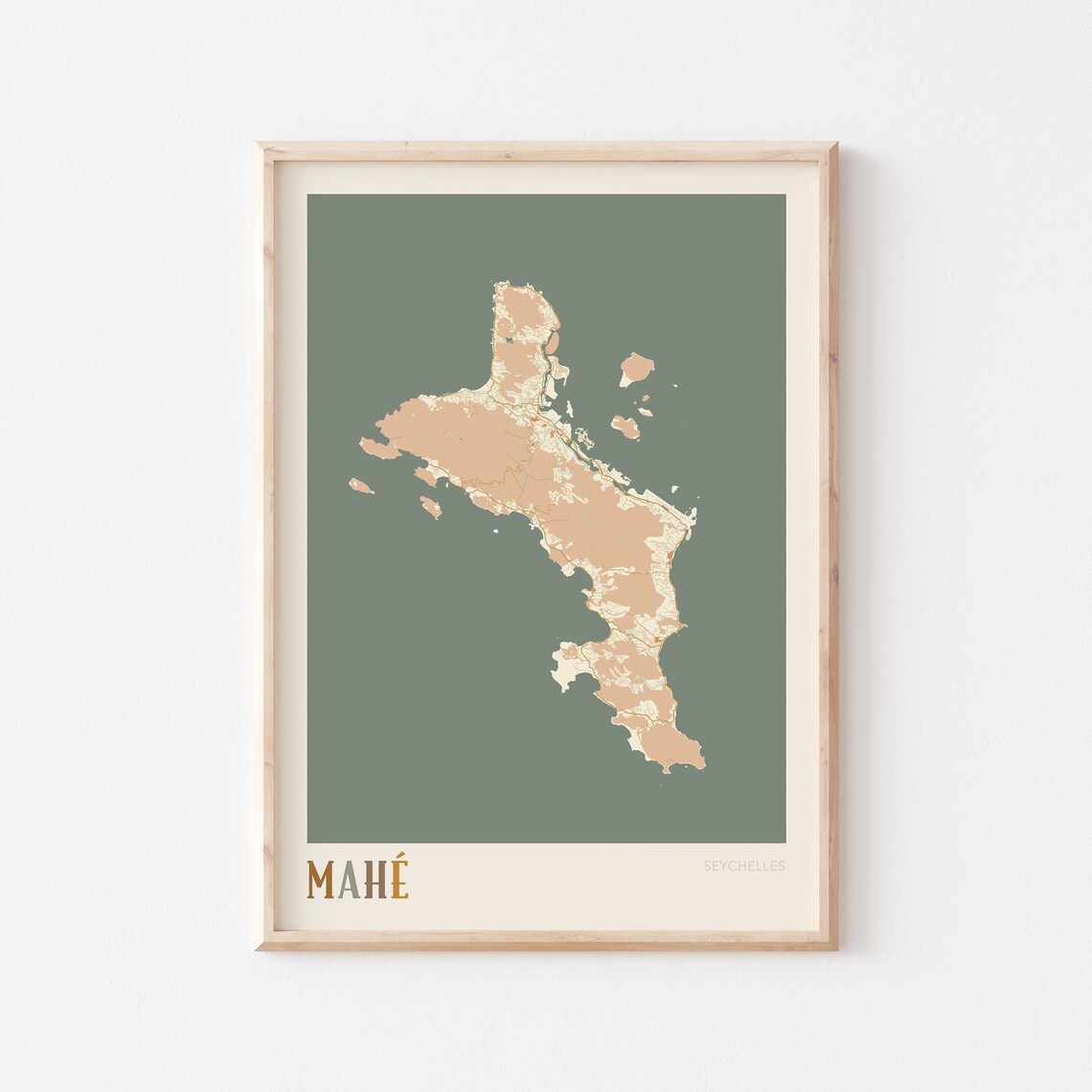 Mahe Seychelles Island Map Poster Minimalist Coastal Travel Art Gift