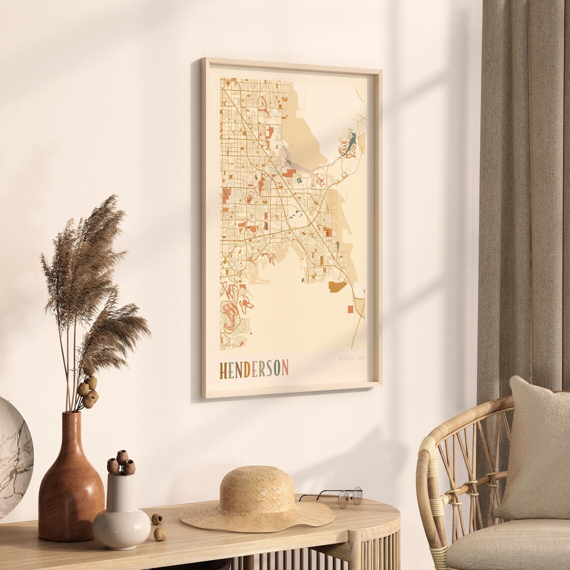 Henderson Nevada Boho City Street Map Travel Wall Decor Poster - Image 3