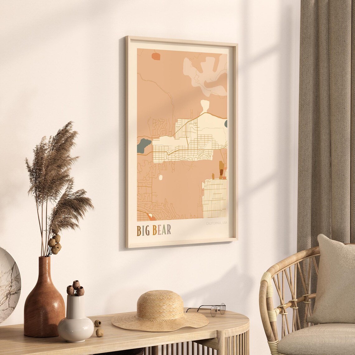 Big Bear California Stylized Vintage Street Map Modern City Art Poster - Image 3