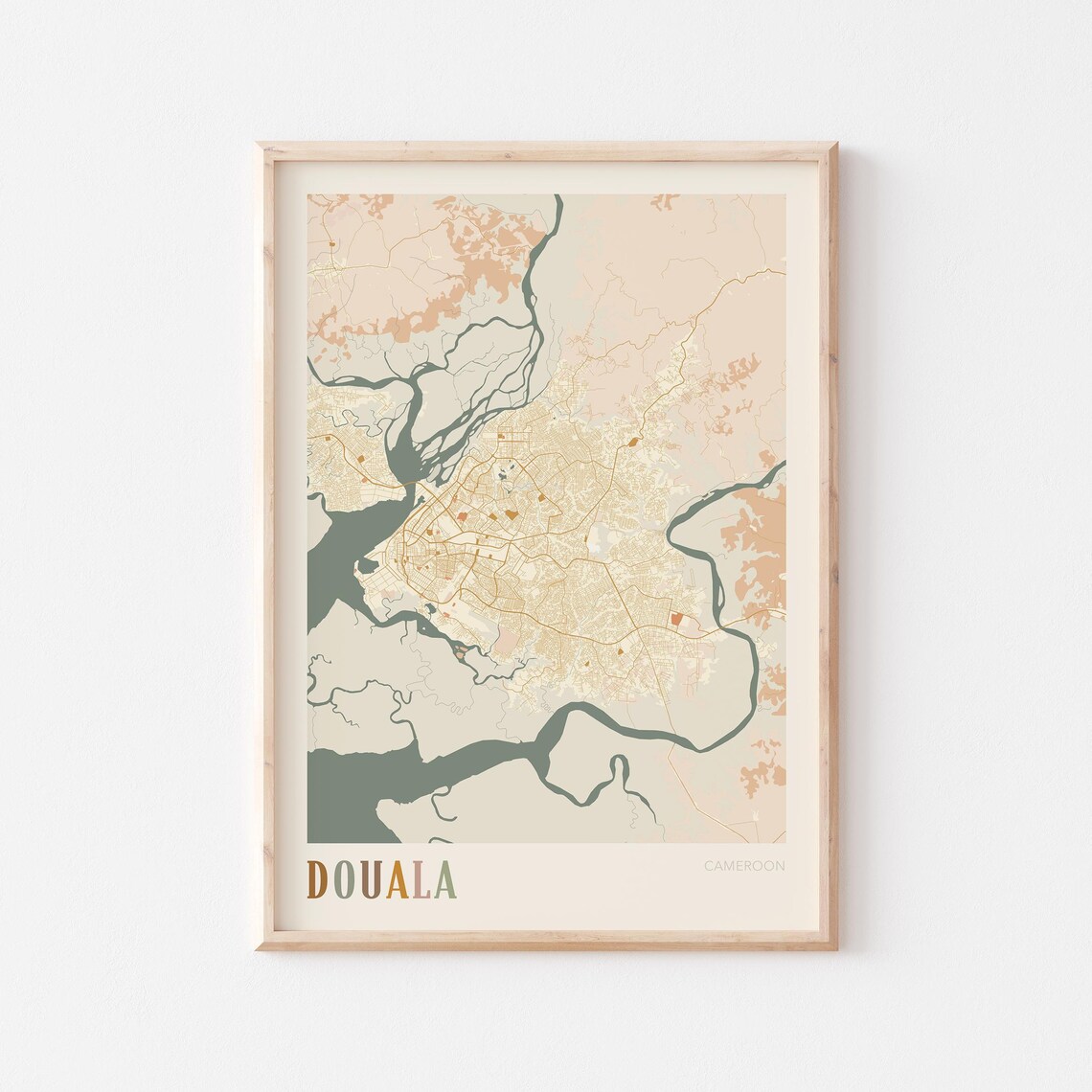 Douala Map Poster Print Wall Art Cameroon Travel Gift Boho Decor