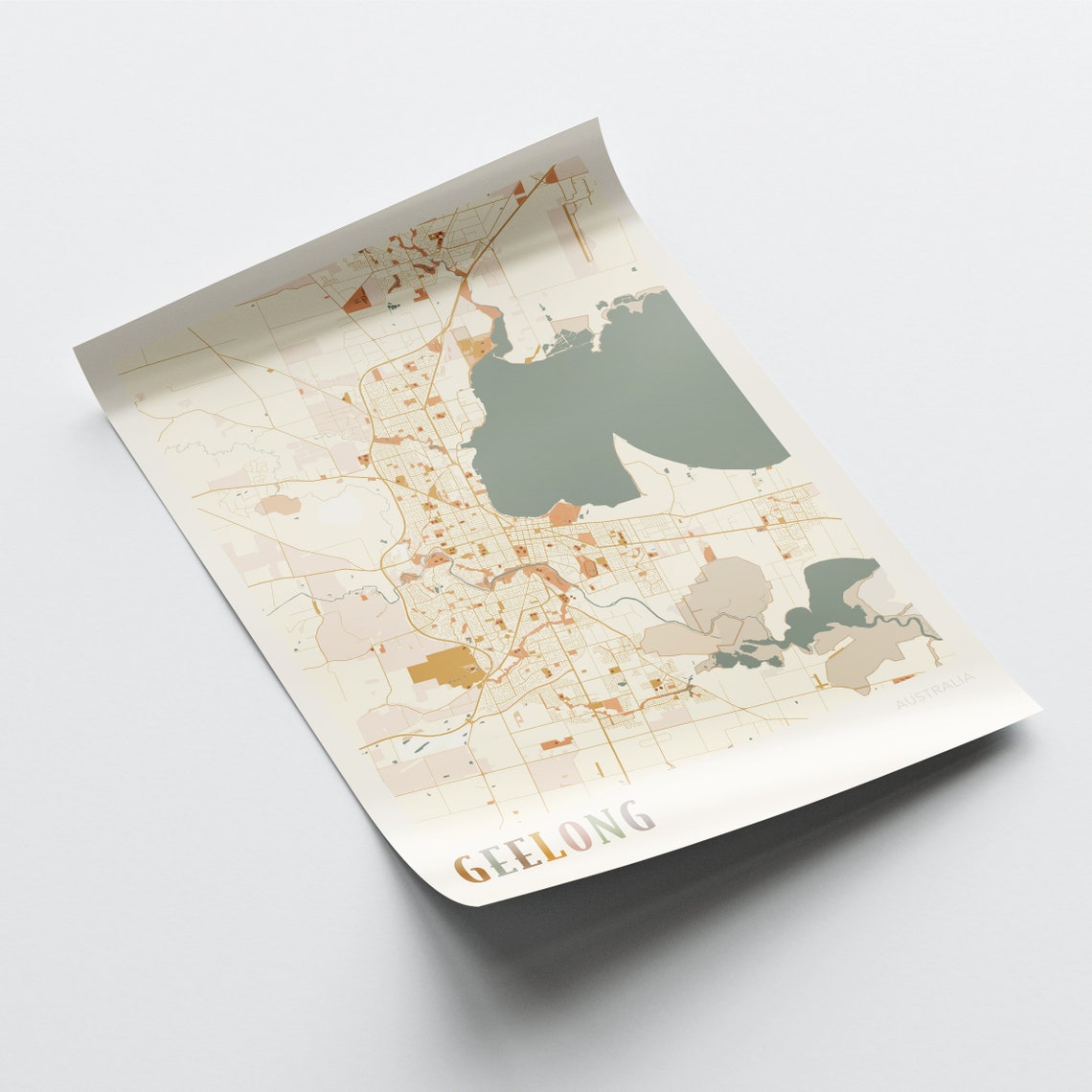 Geelong Australia Retro City Map Poster with Corio Bay Waterfront - Image 2
