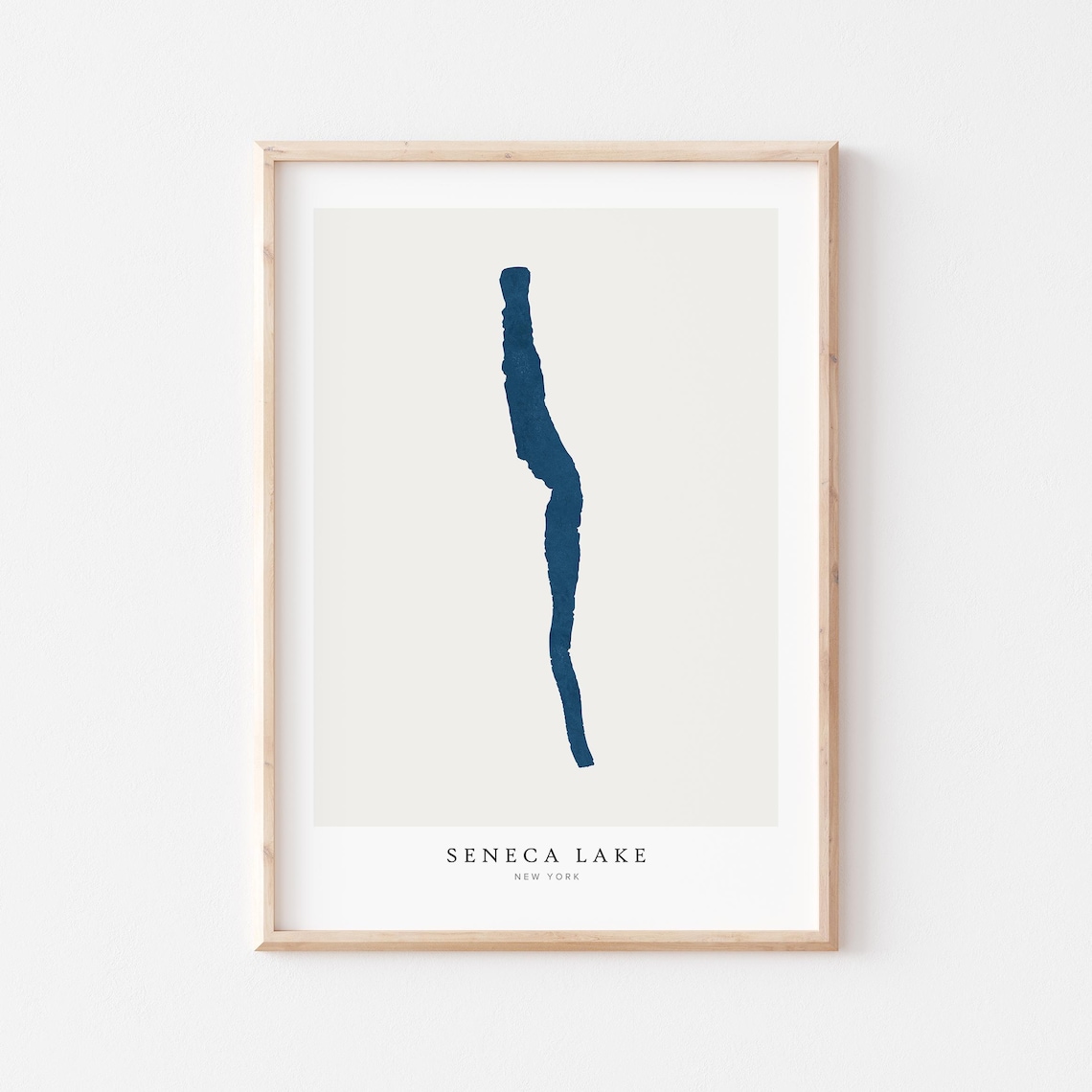 Seneca Lake New York Navy Blue Minimalist Lake Silhouette Map Art Poster