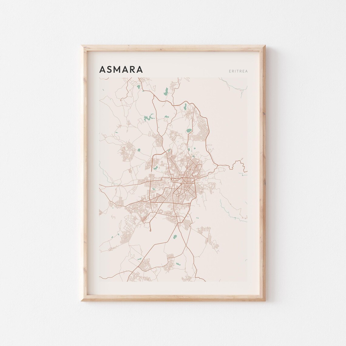 Asmara Map Poster Print Wall Art Eritrea Travel Gift Minimalist
