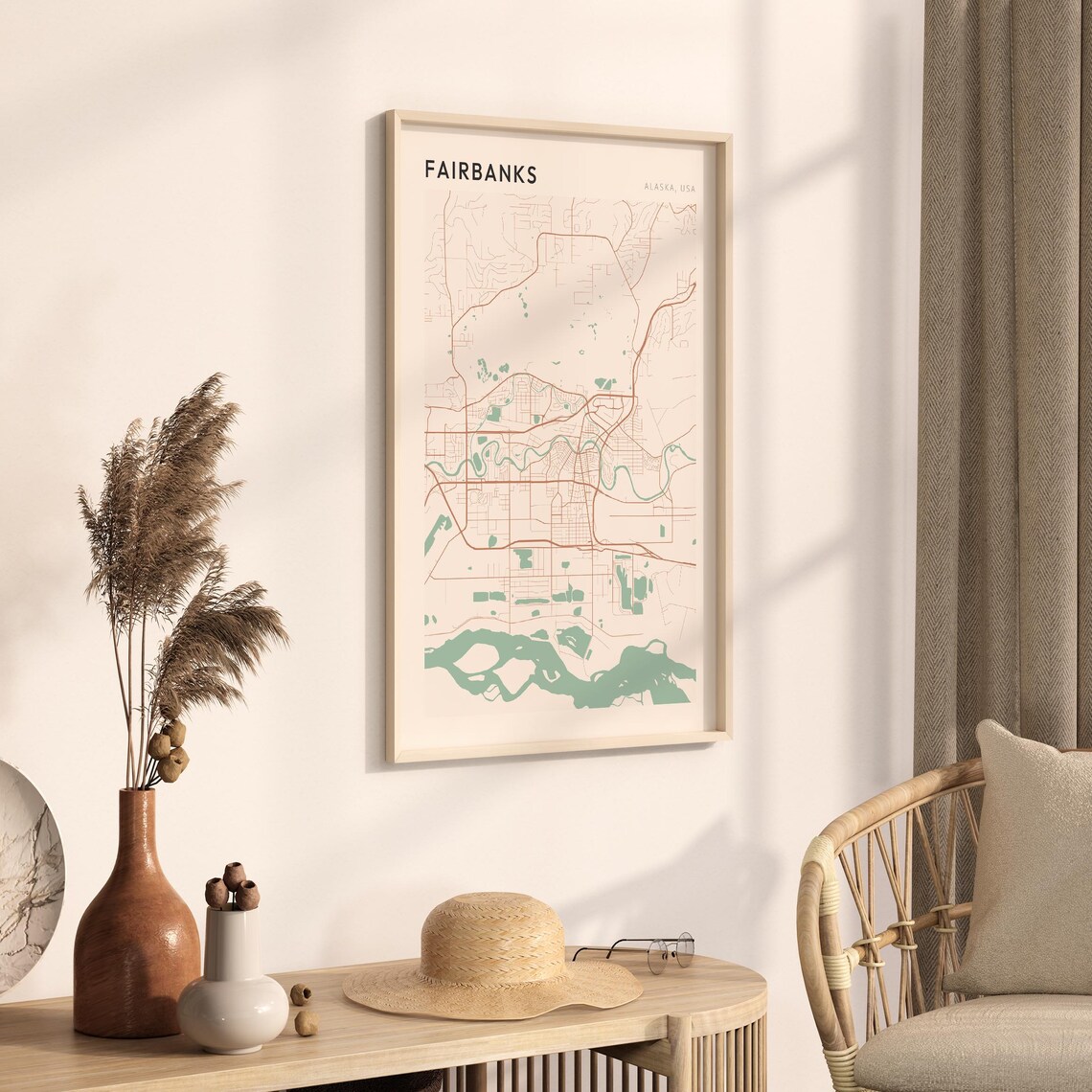 Fairbanks Alaska Minimalist Line Street Map Modern City Art Poster - Image 3