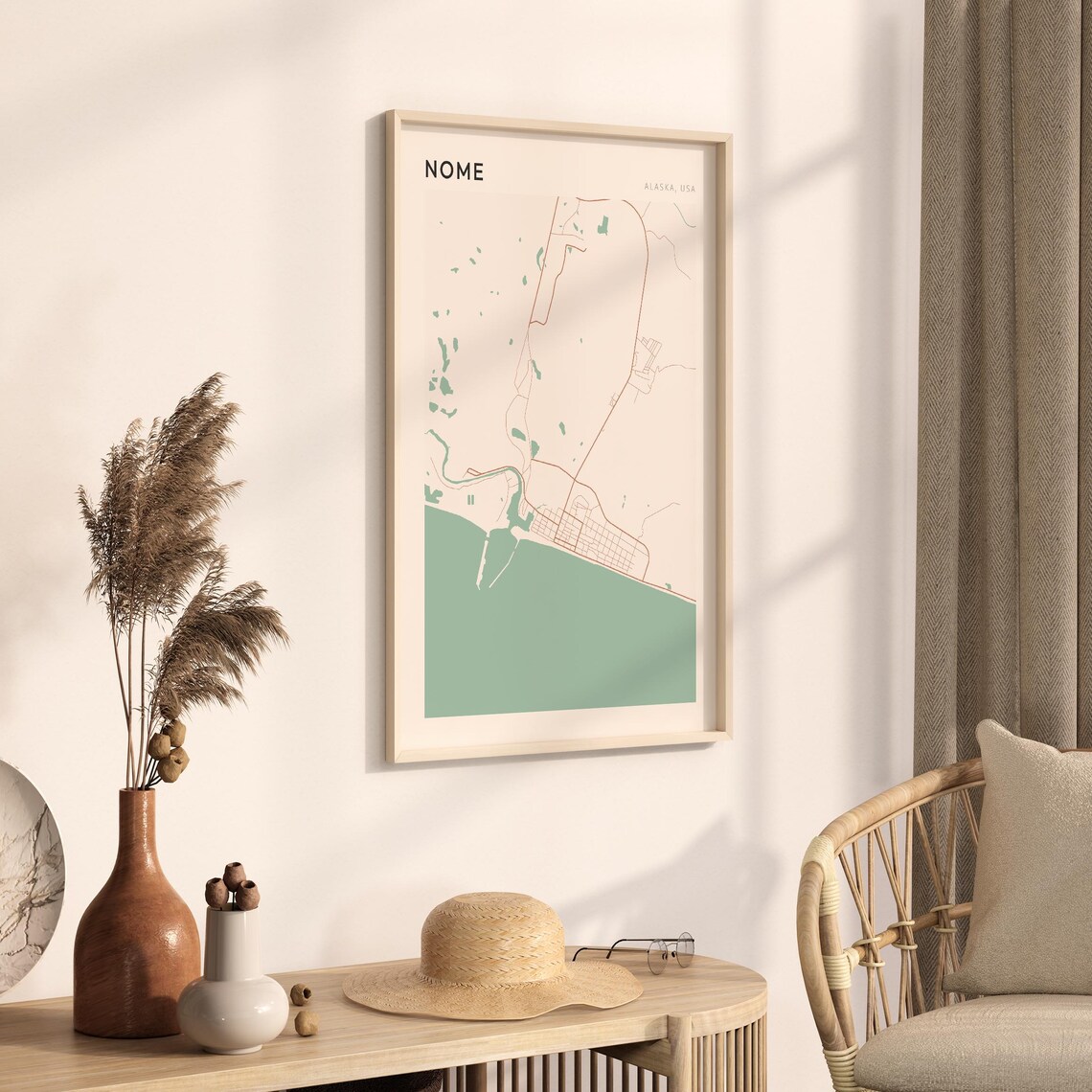 Nome Alaska Minimalist Line Street Map Modern City Art Poster - Image 3
