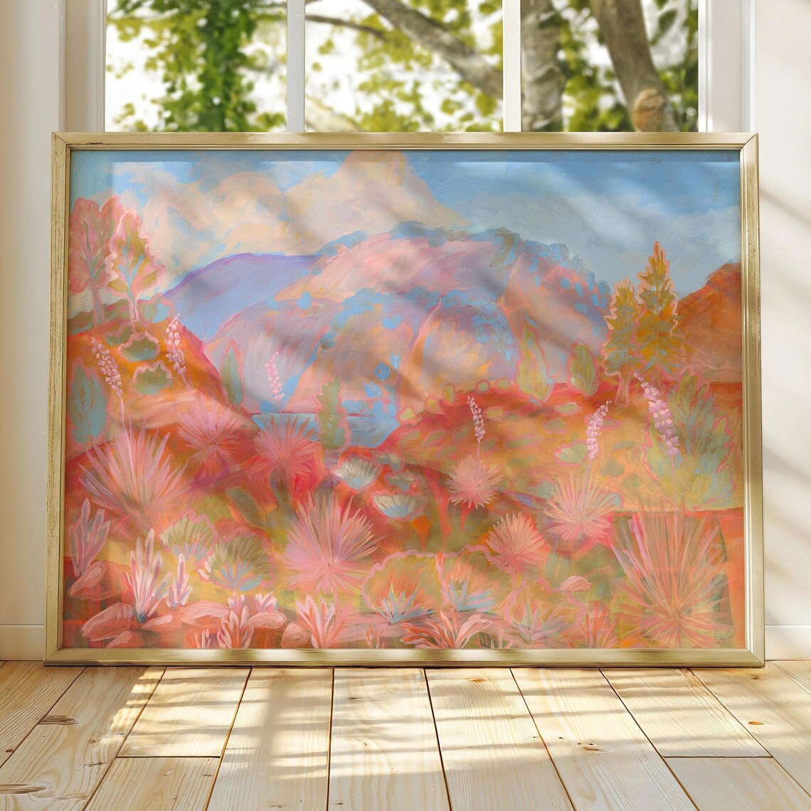 Pastel Southwestern Landscape, Retro Western Art Print