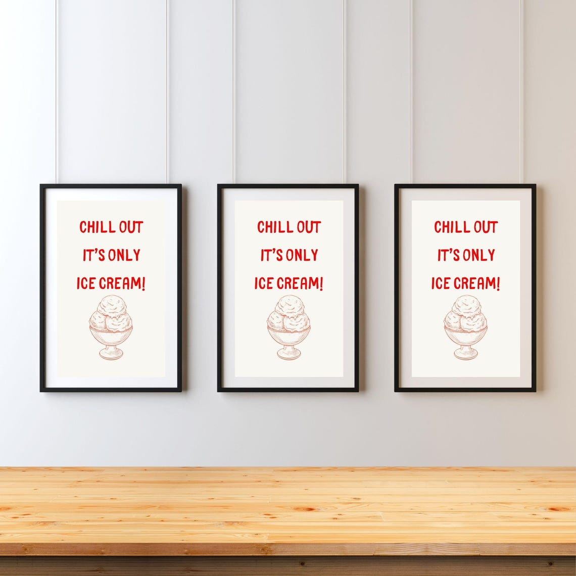 Chill Out Its Only Ice Cream Fun Kitchen Wall Art Aesthetic Minimalist Kitchen Wall Poster Cute Kitchen Wall Art - Image 4