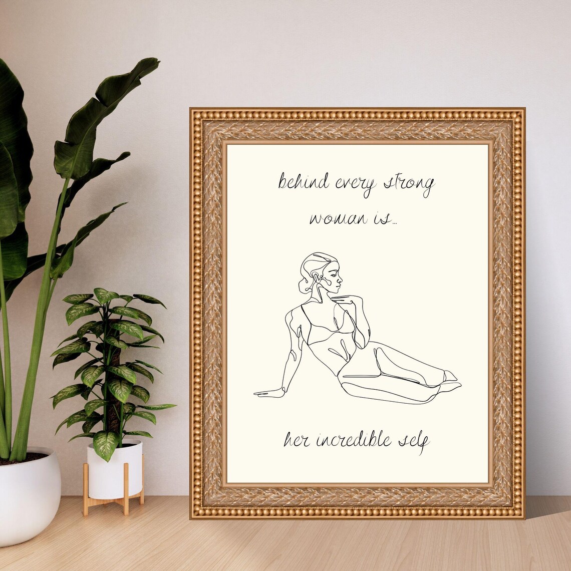 Behind Every Strong Woman Is Her Incredible Self Line Art Quote Poster - Image 3
