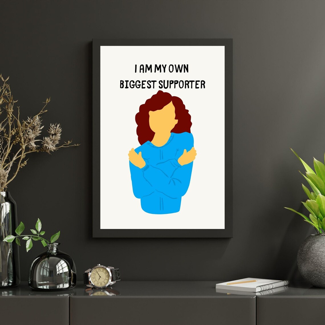 I Am My Own Biggest Supporter Self Hug Woman Illustration Self Love Wall Art Poster - Image 3
