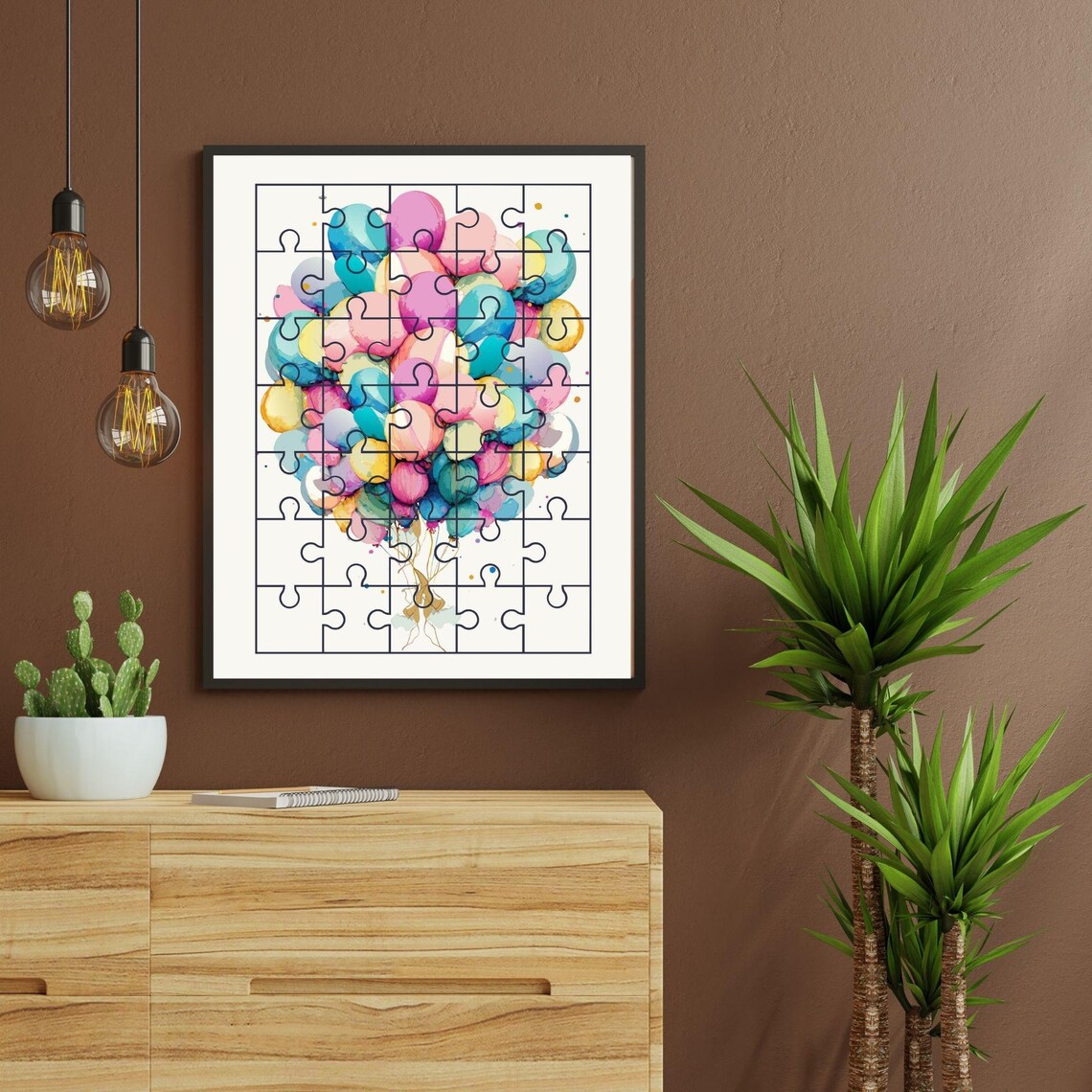 Puzzle Flying Balloons, Minimalist Fun Decor Poster - Image 4