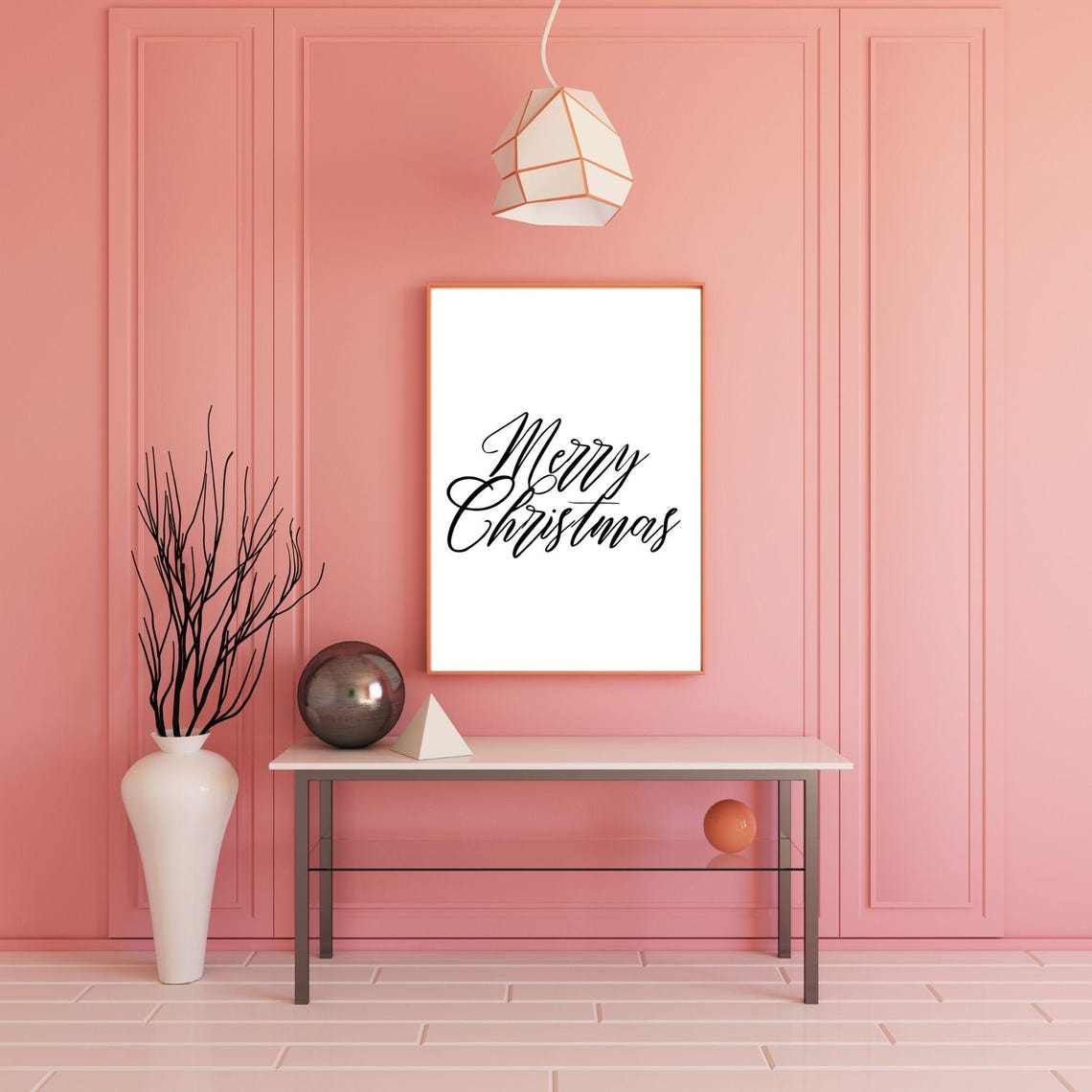 Merry Christmas Elegant Script Minimalist Holiday Decor Poster