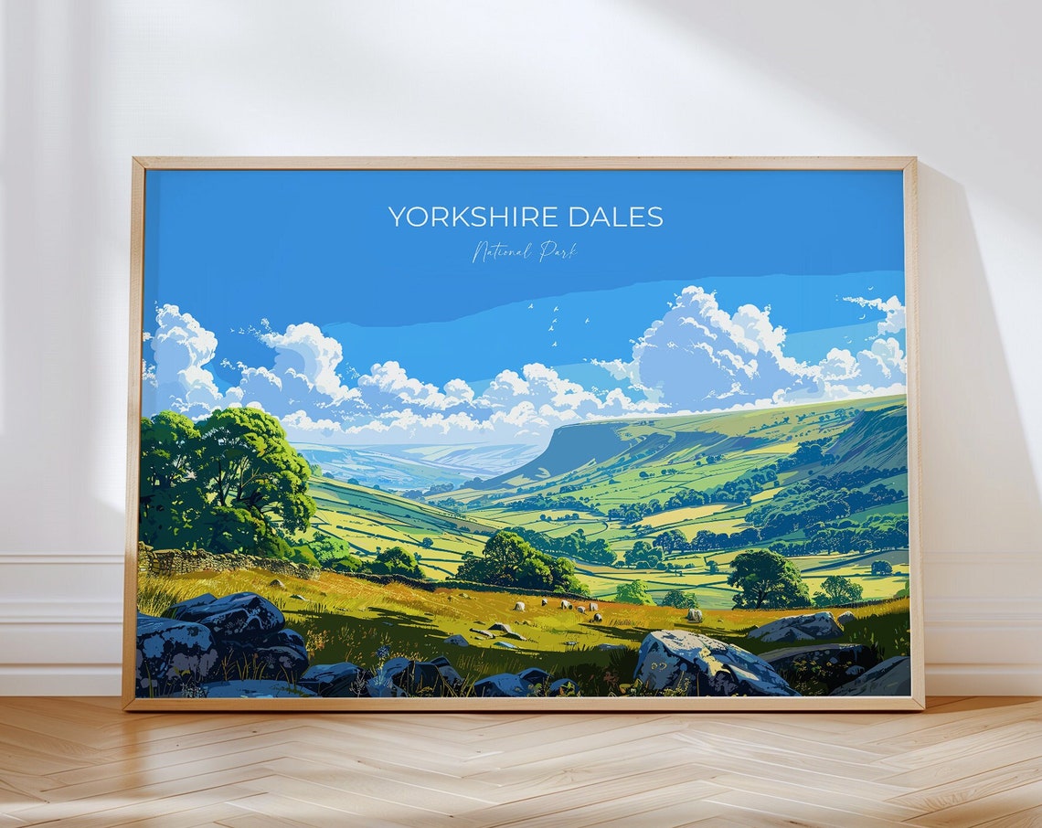 Yorkshire Dales Landscape Travel Poster Wall Art Travel Print Of Yorkshire Dales Yorkshire Dales Art Lovers Gift English Countryside