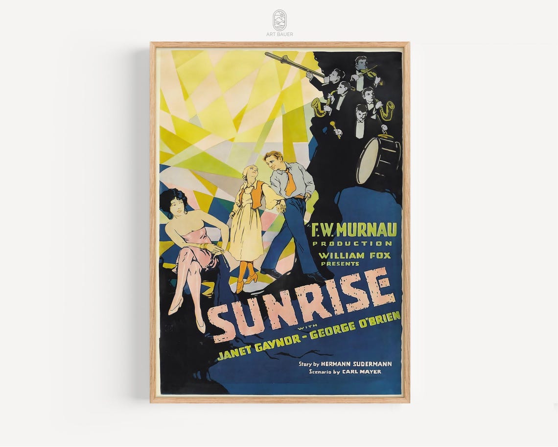 Sunrise A Song Of Two Humans Movie Poster 1927 Academy Award Silent Film Poster Fw Murnau Poster Print