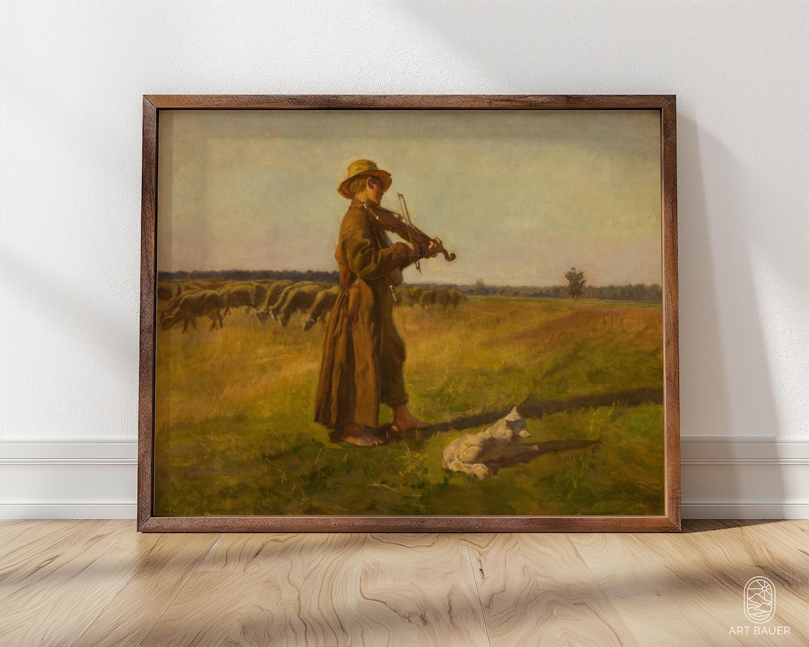 Cowherd by Jozef Chelmonski, Polish Folk Art Print
