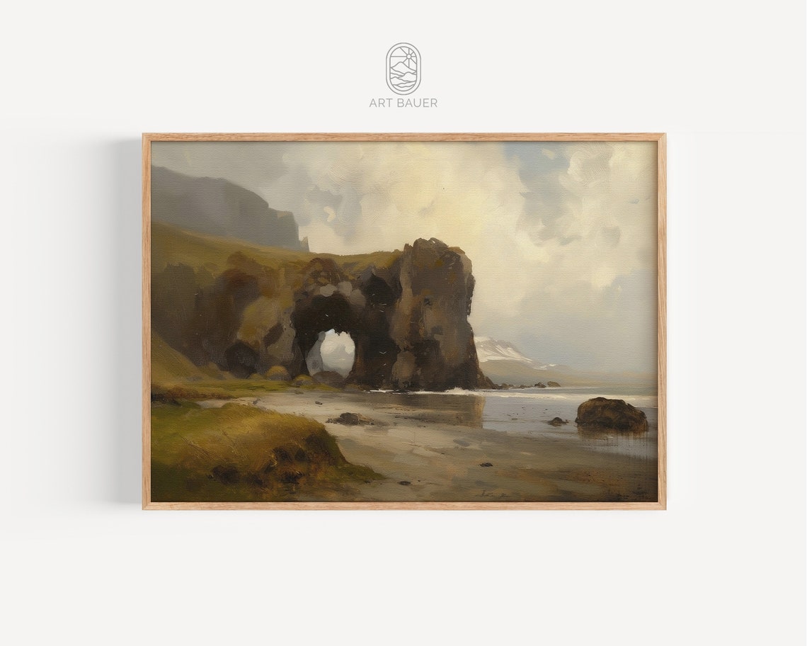 Rocky Sea Arch Coastal Cliffs Beach Landscape Nordic Seascape Poster