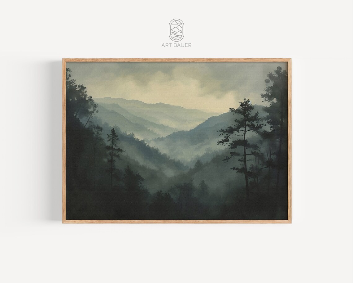 Smoky Mountains Vintage Mountain Landscape Art Print - Image 4