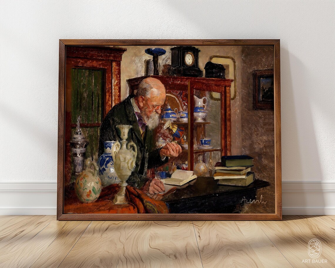Adolf Reich 1924 Porcelain Collector Antiques Expert Cabinet Art Print