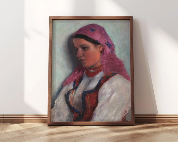 Girl From Bronowice Gierymski 1893 Pink Scarf Peasant Portrait Poster
