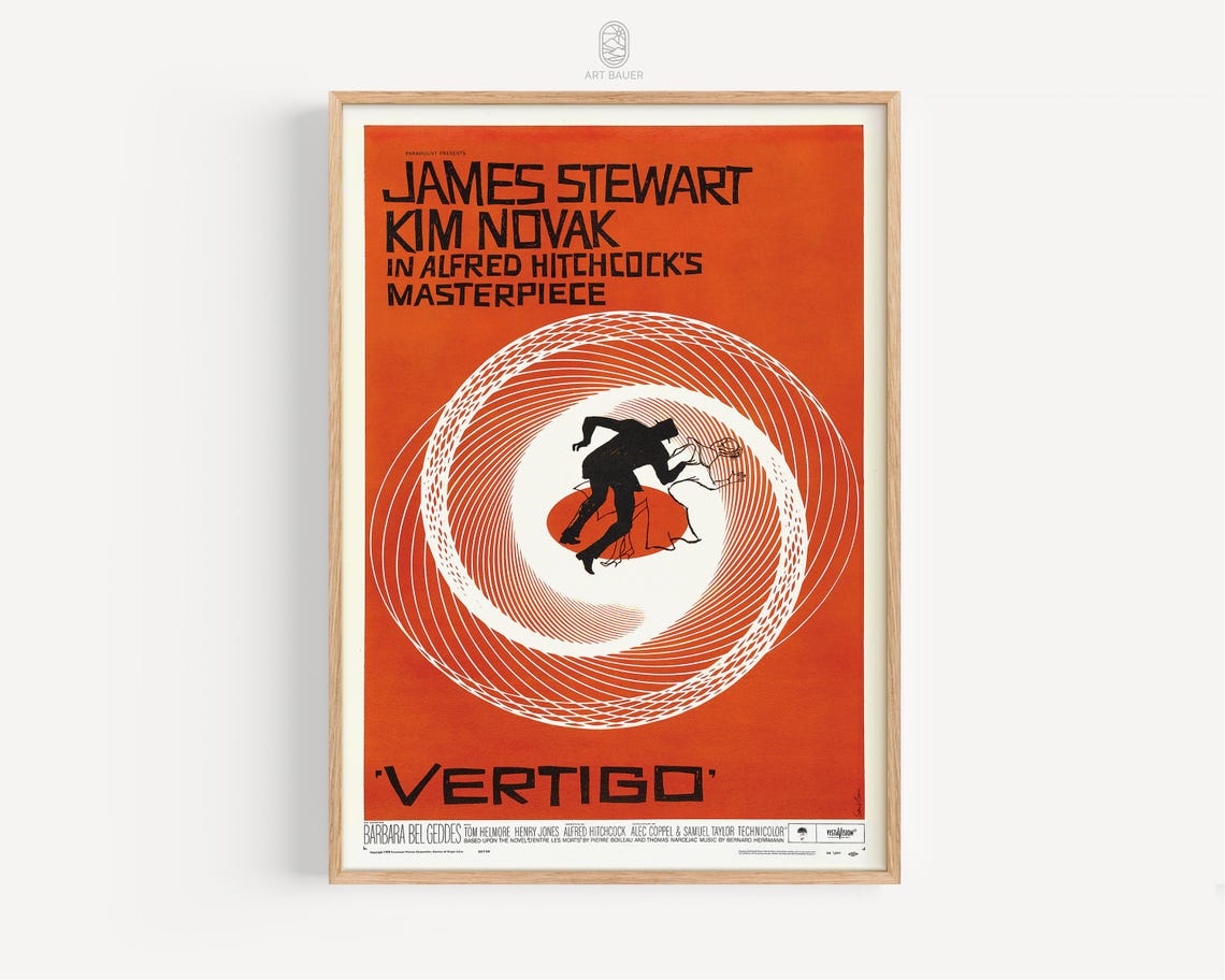 Vertigo Film Poster 1958 Iconic Movie Poster Classic Cinema Art Alfred Hitchcock Thriller Print Poster Print
