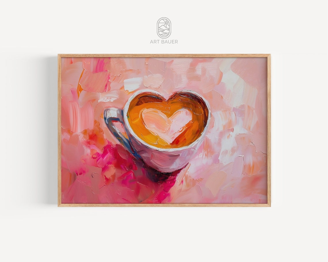 Coffee Illustration Latte Art Coffee Art Romantic Decor Gift For Her Coffee Poster Framed Art Print Cafe Decor - Image 2