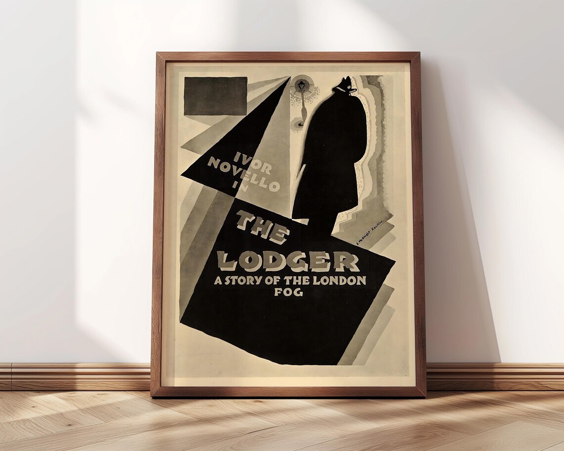 The Lodger 1927 Hitchcock Silent Film London Fog Noir Art Deco Poster
