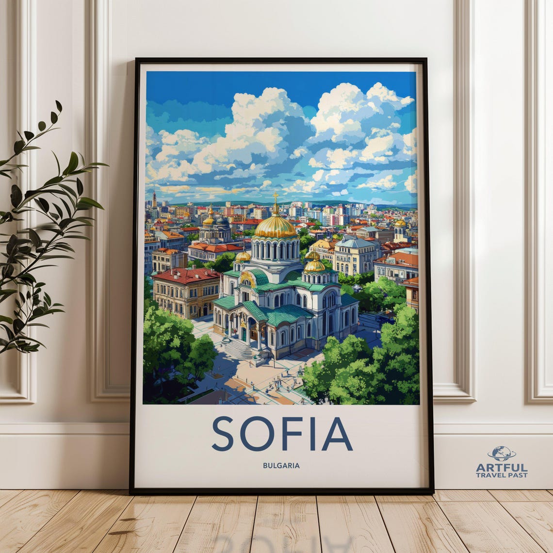 Sofia Bulgaria Cityscape Print Travel Poster Wall Art Skyline Illustration Home Decor City Architecture