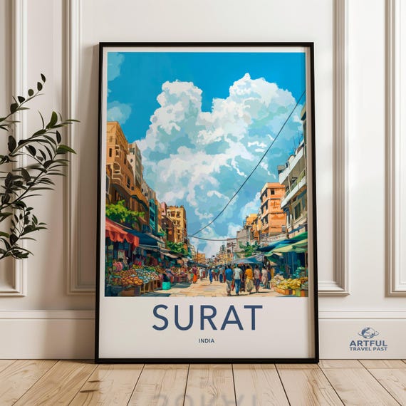 Colorful Street Market Wall Art Cityscape Print Vibrant Urban Decor Cultural City Scene Poster Travel Souvenir