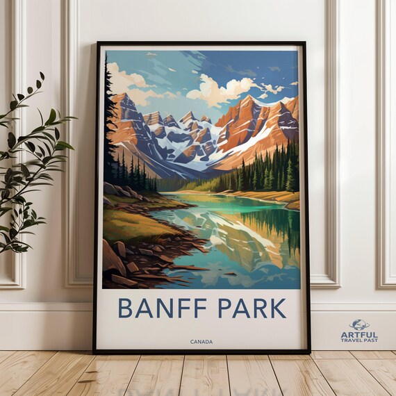 Banff Park Canada Turquoise Mountain Lake Alpine Sunset Travel Poster