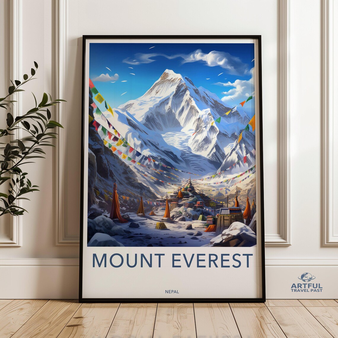 Mount Everest Himalayan Mountain Travel Poster, Nepal