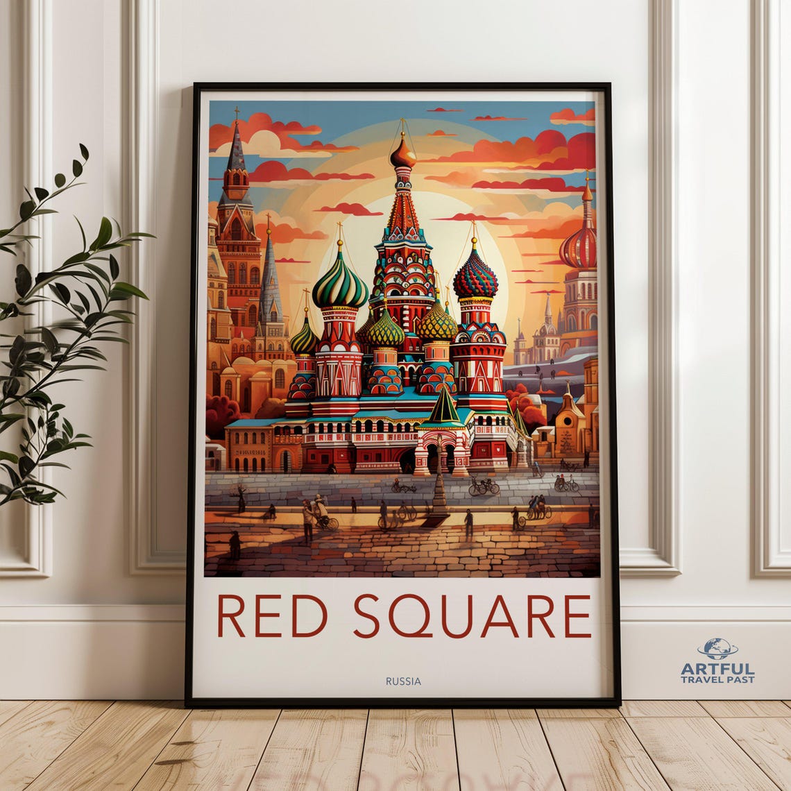 Red Square Russia Saint Basils Cathedral Sunset Travel Poster