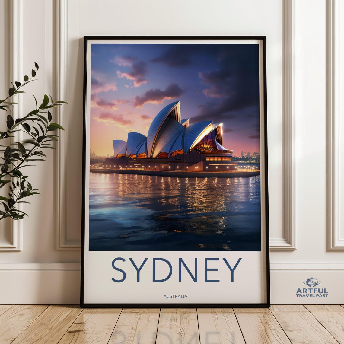 Sydney Opera House at Twilight Harbour Lights Reflection Travel Poster