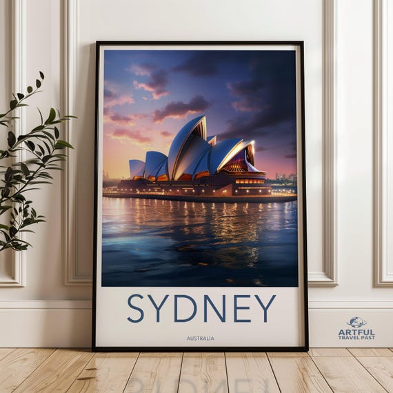 Sydney Opera House Wall Art Modern Cityscape Print Australia Travel Poster Iconic Landmark Illustration Home Decor